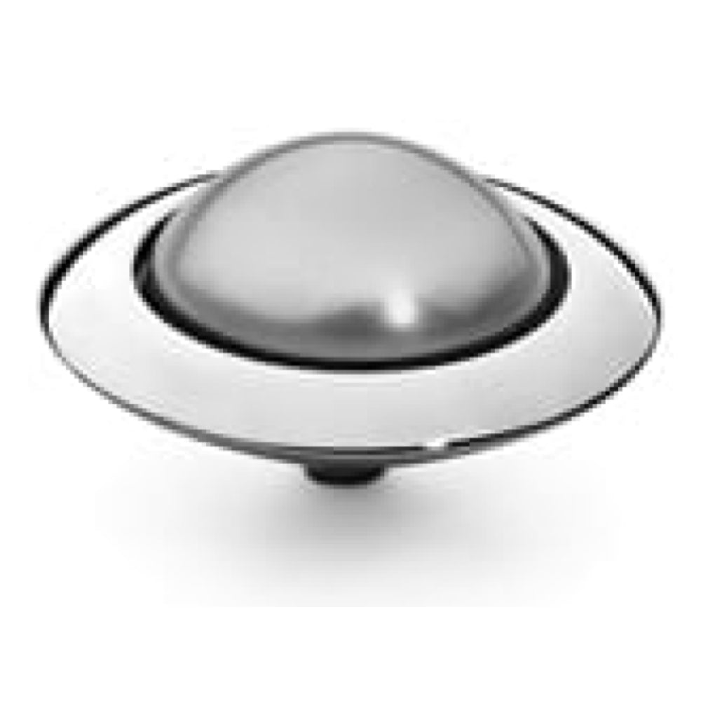 Famosa Tondo 16mm Light Grey Pearl In Stainless Steel Ring Top