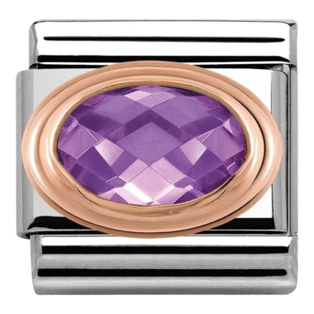 Classic Rose Gold Set Purple CZ Link