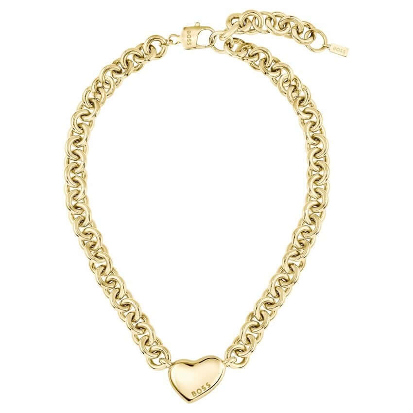 Gold Tone Chain Necklace With Heart Charm