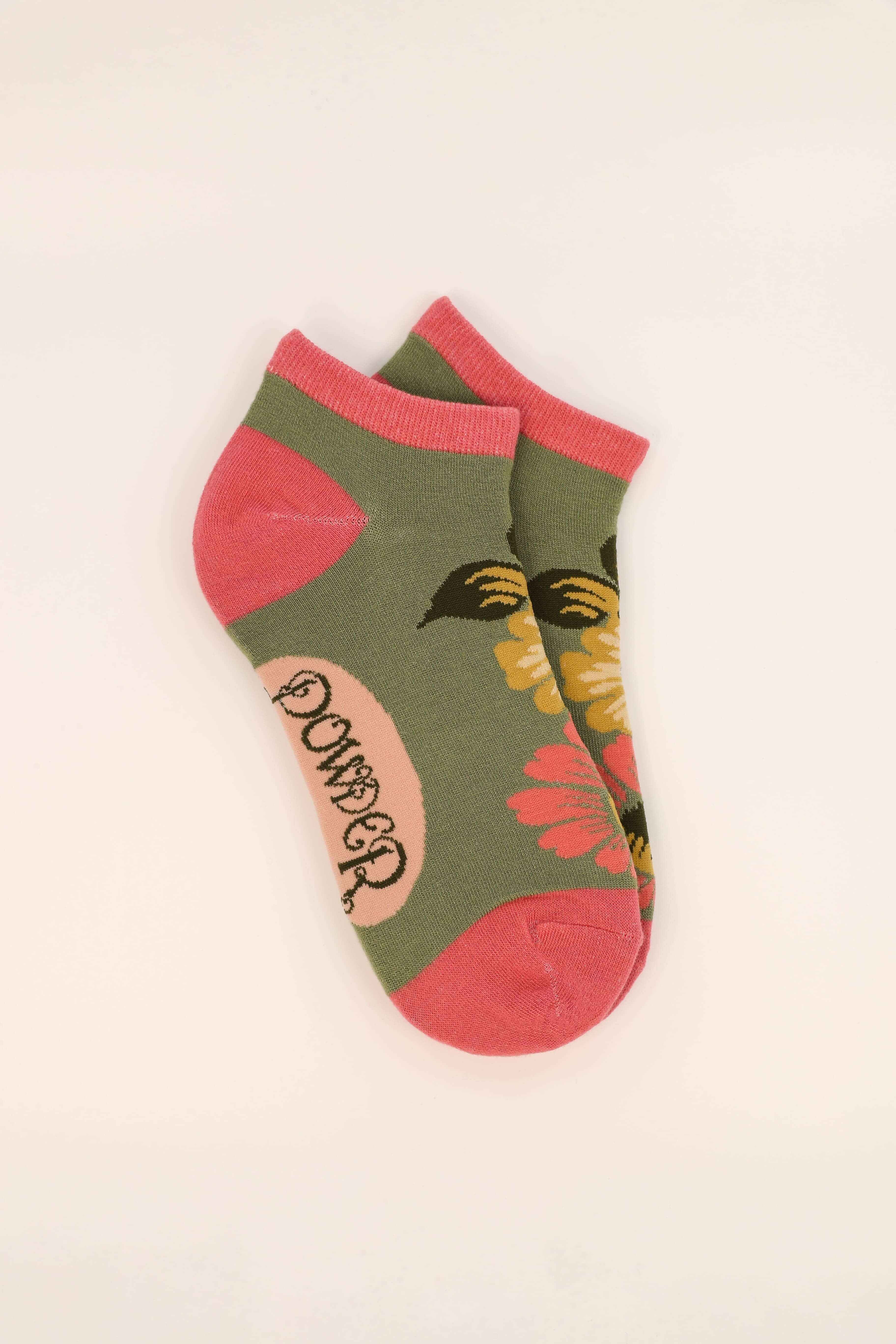 Vintage Flora Ladies Trainer Socks - Sage