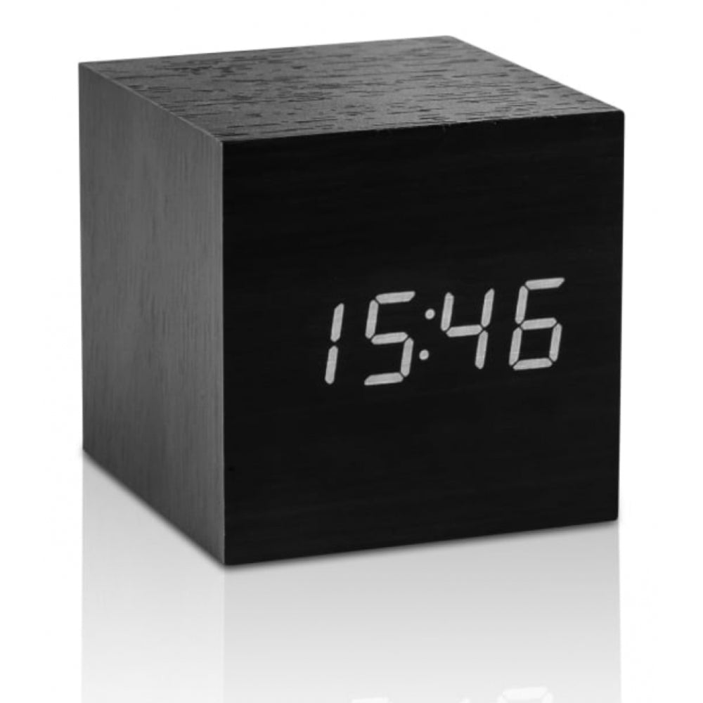 Cube Black Click Clock/White LED