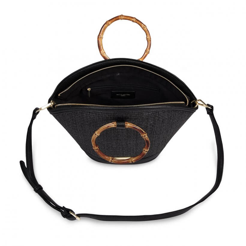 Capri Straw Round Handle Bag | Black