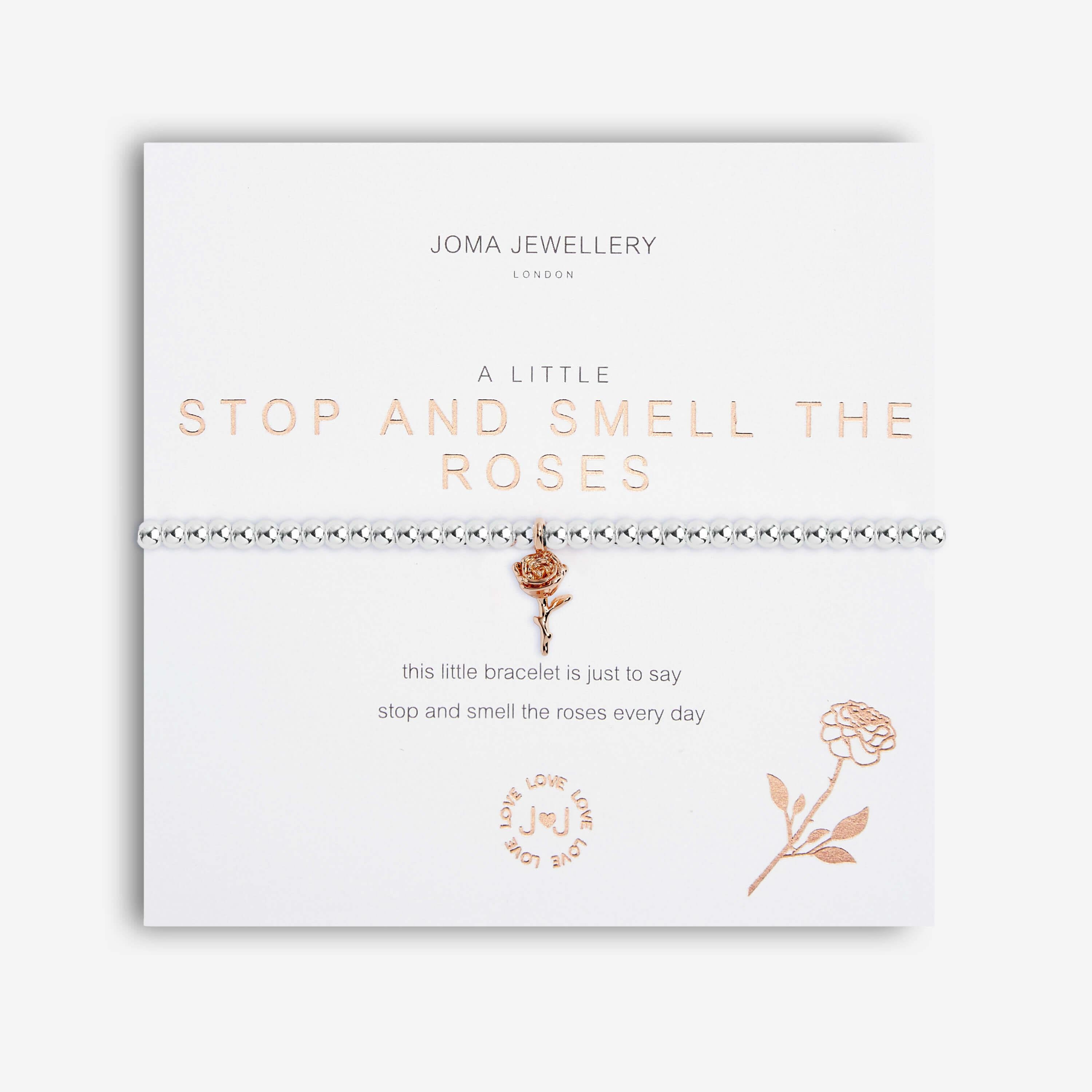 A Little | Stop And Smell The Roses | Silver | Bracelet | 17.5cm Stretch