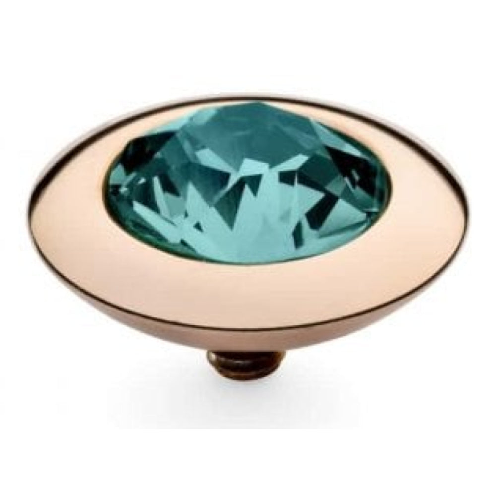 Famosa Rose Gold 13mm Tondo Ring Top Light Turquoise