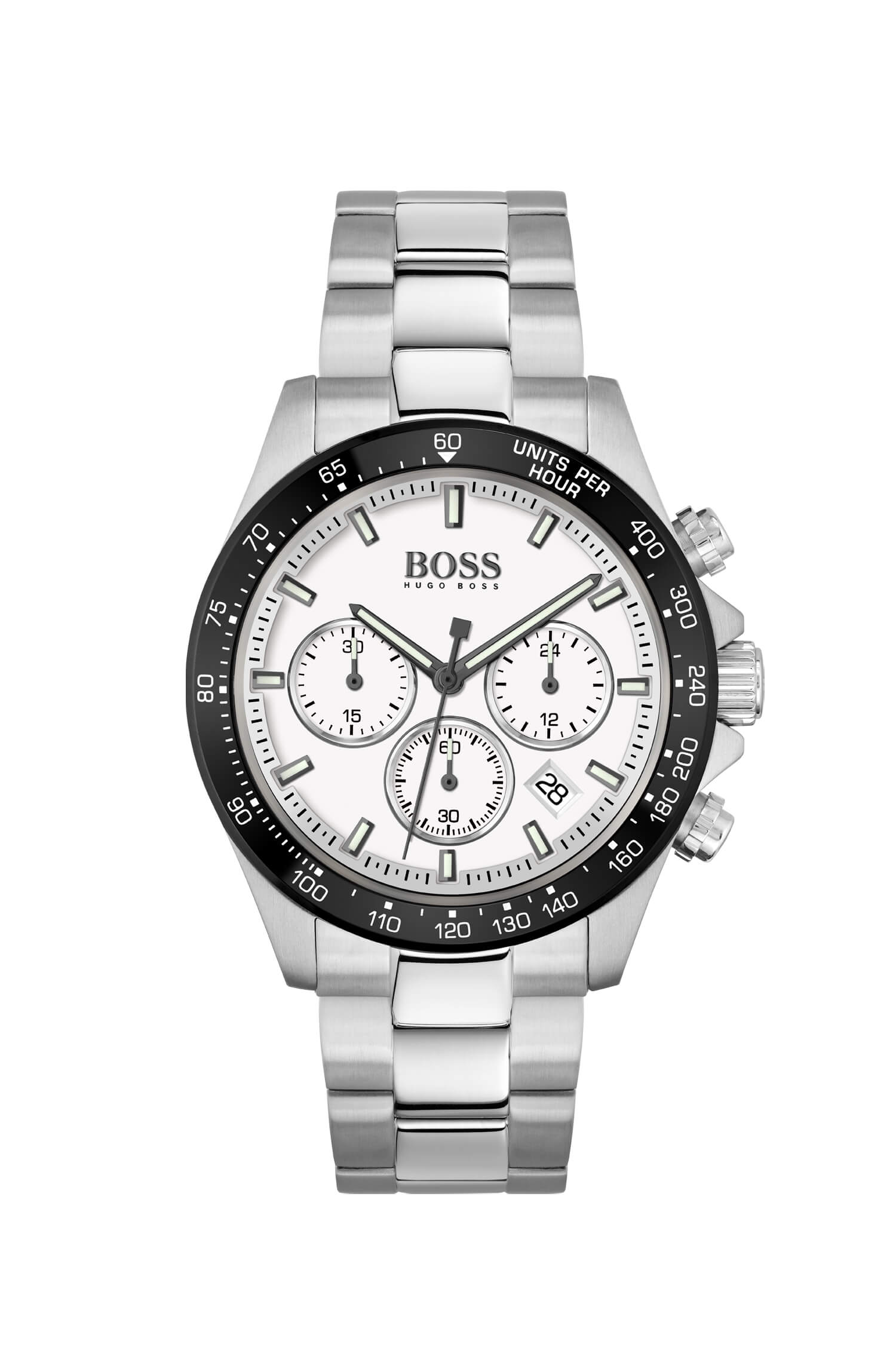 Hero Sport Lux Stainless Steel White Chronograph Dial With Bracelet Strap Gents Watch