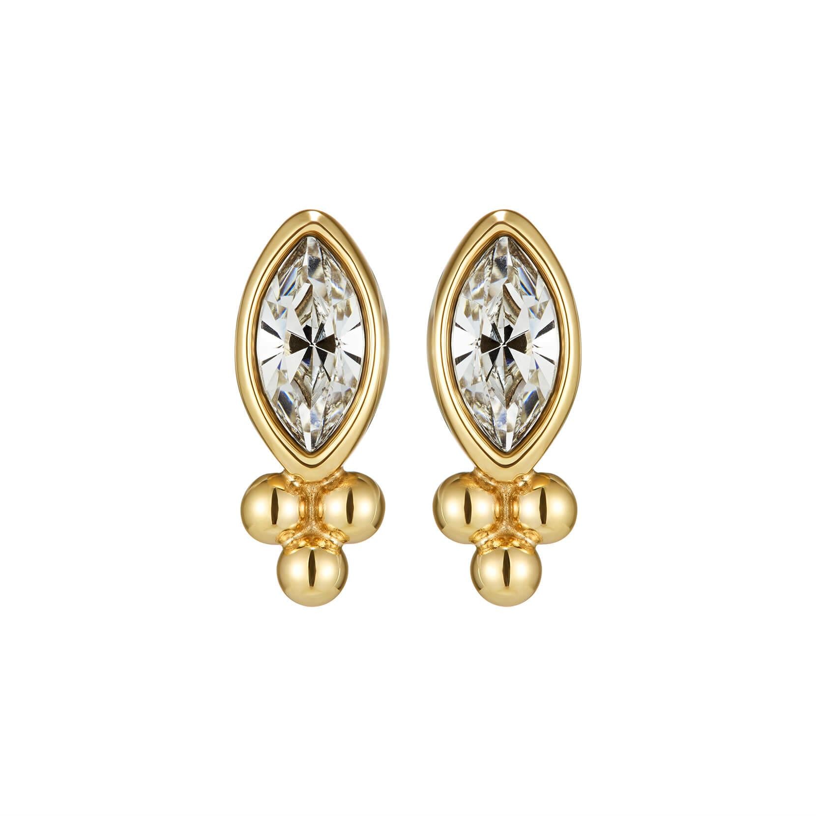 Classic Dainty Gold Plated Crystal Set Stud Earrings