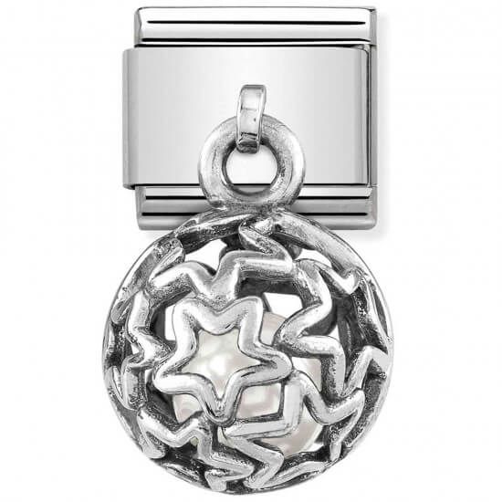 Composable Classic Charms Round Cages Stars White Pearl Link