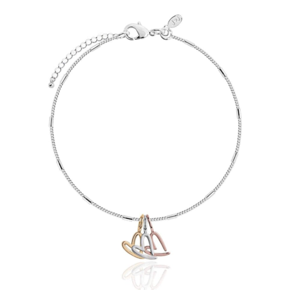 Florence Outline Heart Bracelet - Silver Rose Gold Yellow Gold - 18cm +3cm Extender