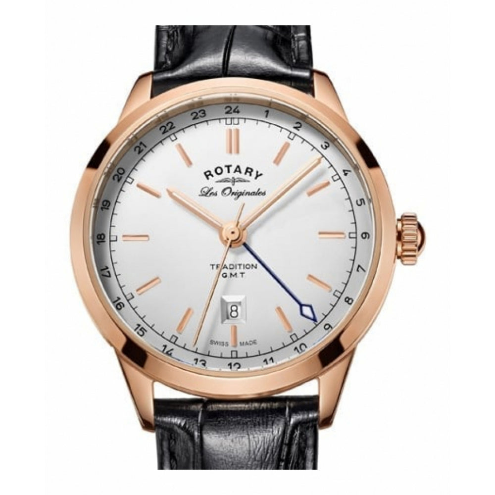 Rose Gold Swiss Made GMT function Gents Wristwatch