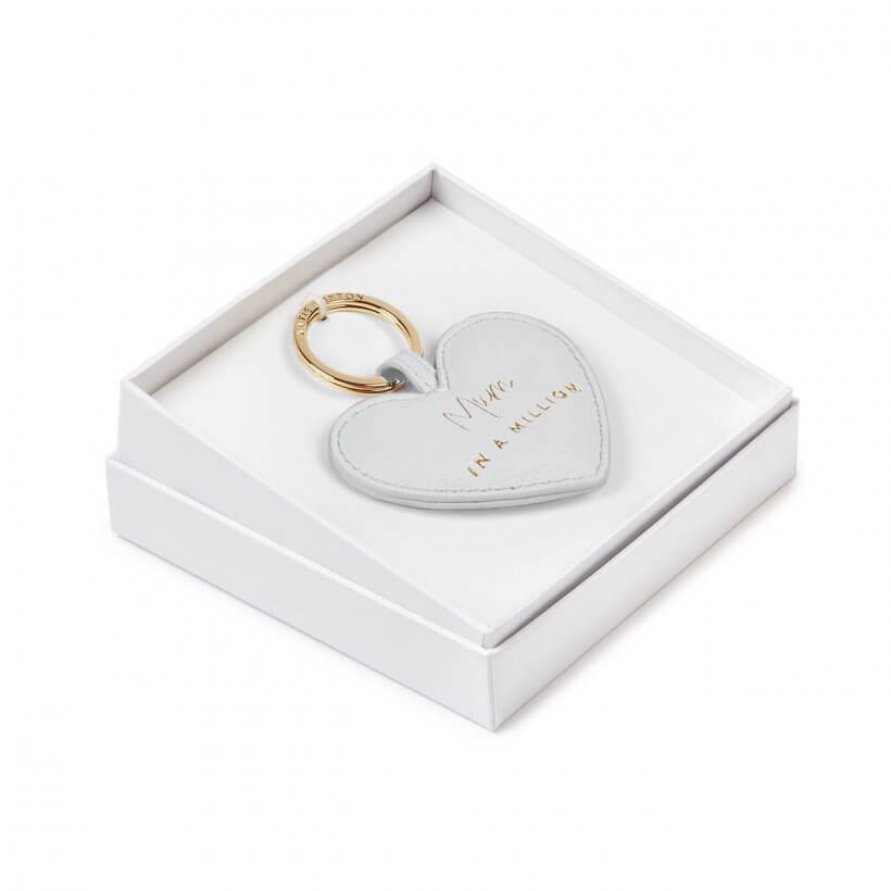 Beautifully Boxed Sentiment Heart Keyring | Mum In A Million | Grey
