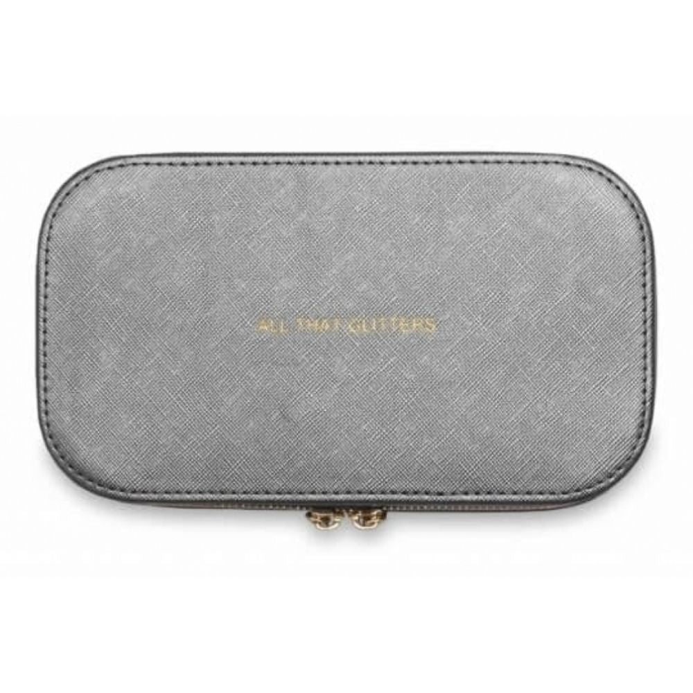 Travel Jewellery Box With Zips - All That Glitters - Metallic Charcoal