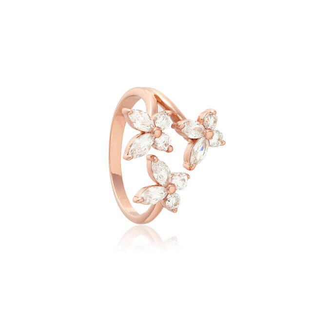 Sparkle Butterfly Marquise Ring Rose Gold