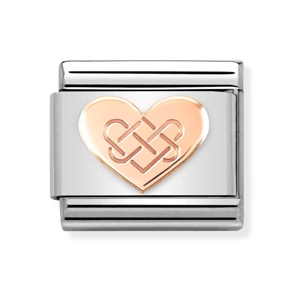Classic Composable Link In 9K Rose Gold With Celtic Heart Knot Symbol