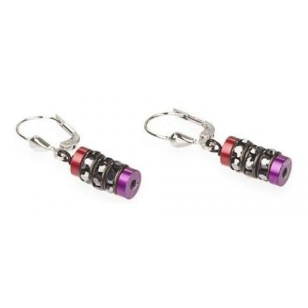 Ladies Red & Purple Diamond Cut Earrings