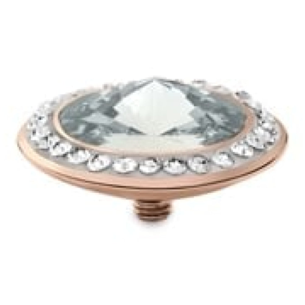 Famosa Tondo Deluxe 16mm Blue Shade In Rose Gold Ring Top