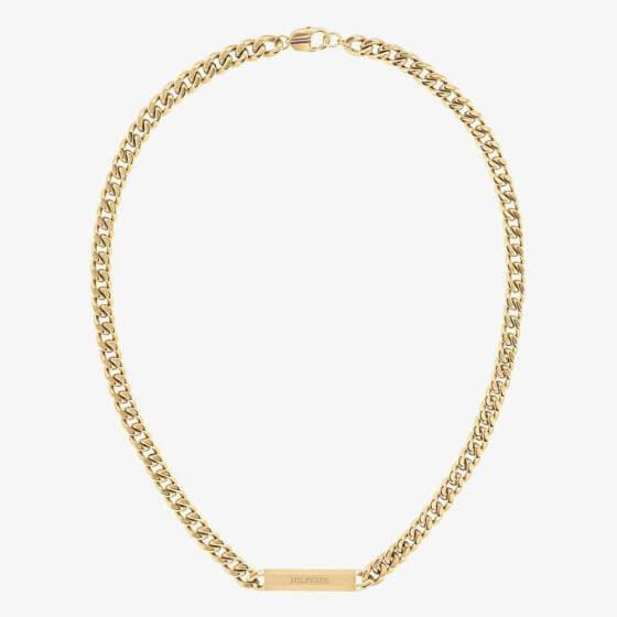 Clash Gold Plated Logo Curb Chain Mens Necklace