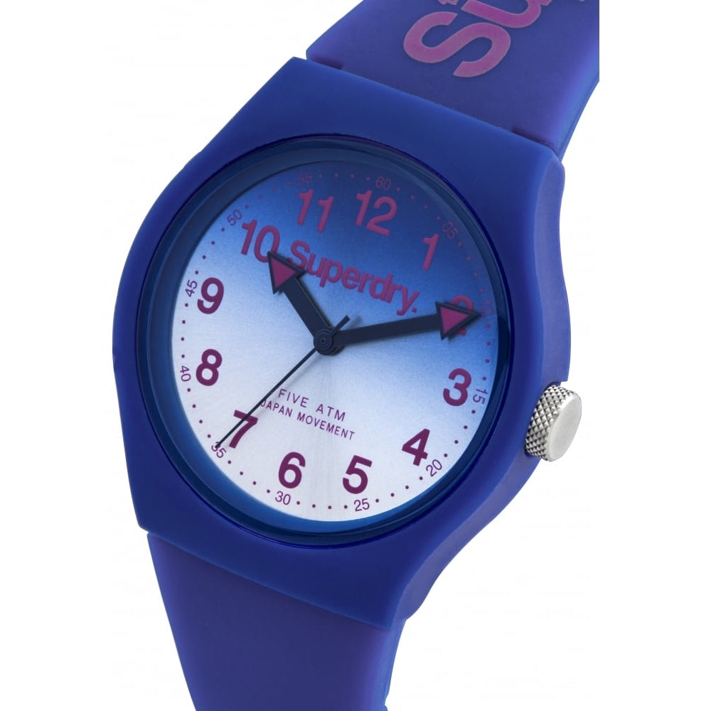 Urban Laser' Blue Silicone Strap Watch With Gradient Blue Mirror Dial