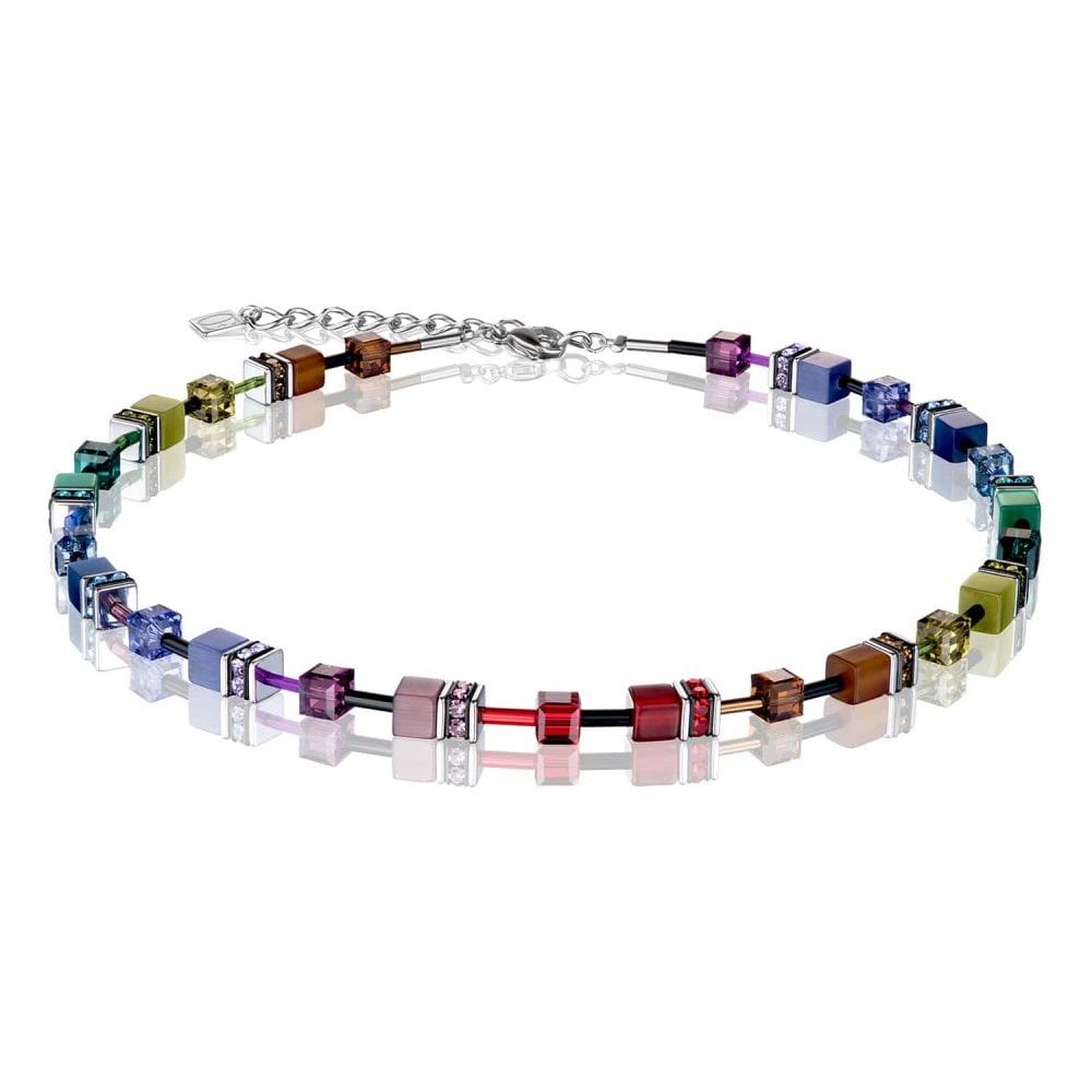 Geo Cube Multicolour Dark Rainbow Necklace