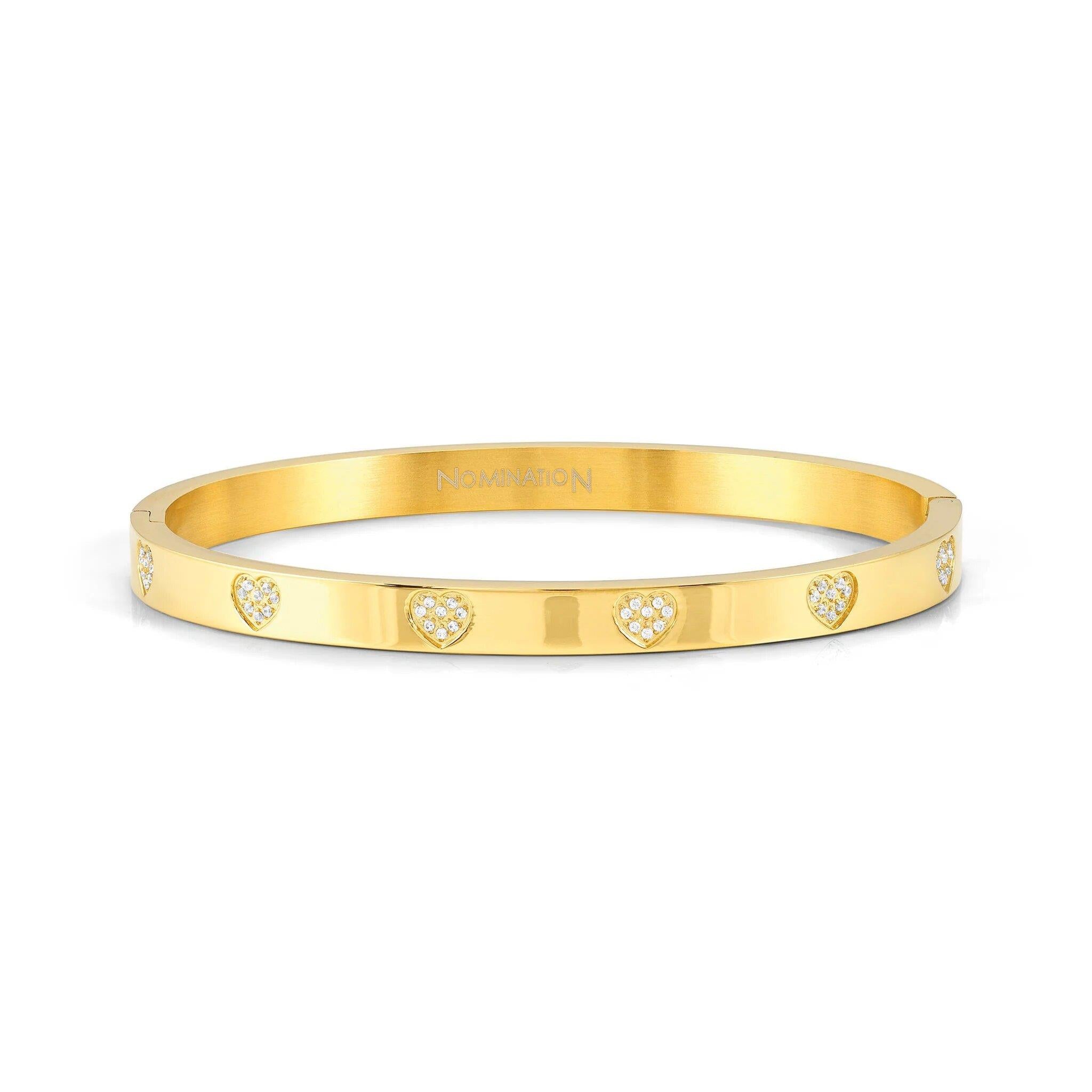 Pretty Bangle In YG With CZ Solid Heart
