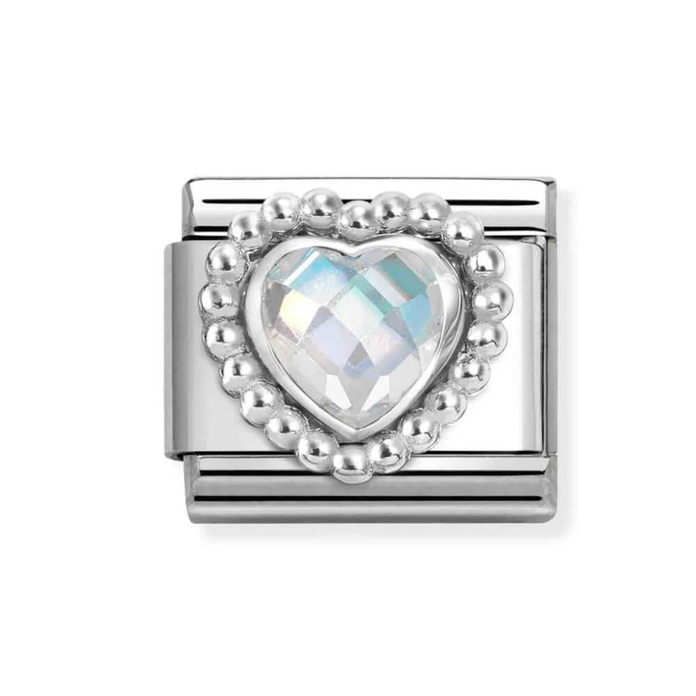 Composable Classic Link With White CZ Heart In 925 Silver