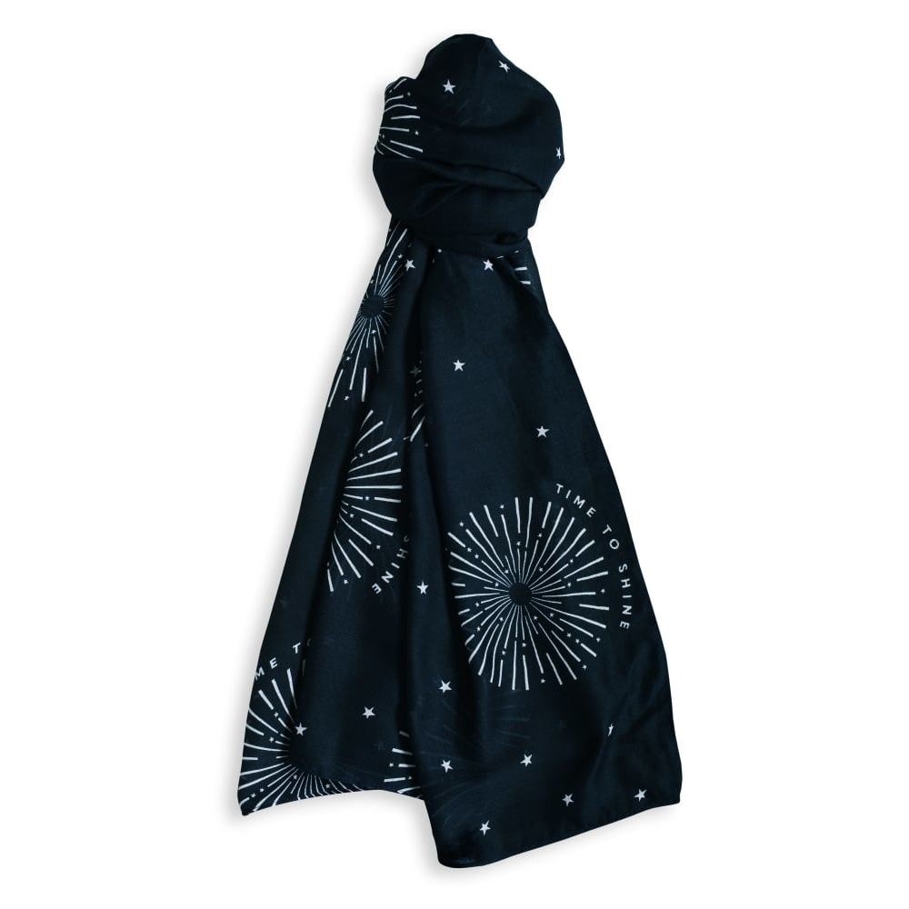 SENTIMENT SCARF - TIME TO SHINE - navy - 184x86cm