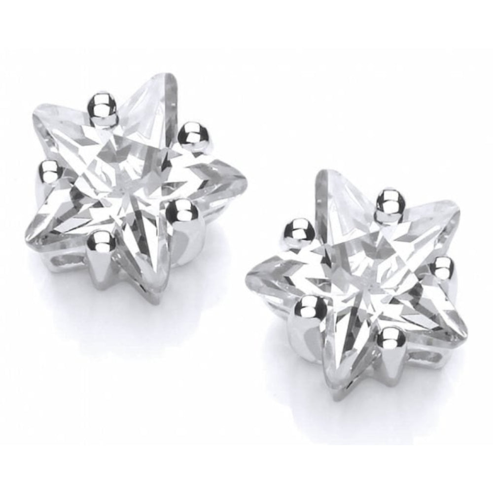 Silver Crystal Tiny 5 Point Star Earrings