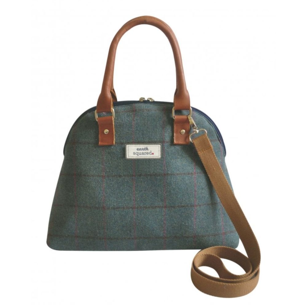 Steel Blue Herringbone Tweed Phoebe Bag