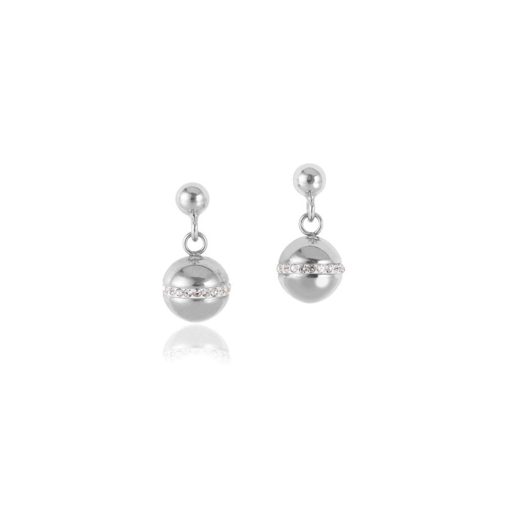 Twisted Pearls Stainless Steel Crystal Earrings With Stickpin