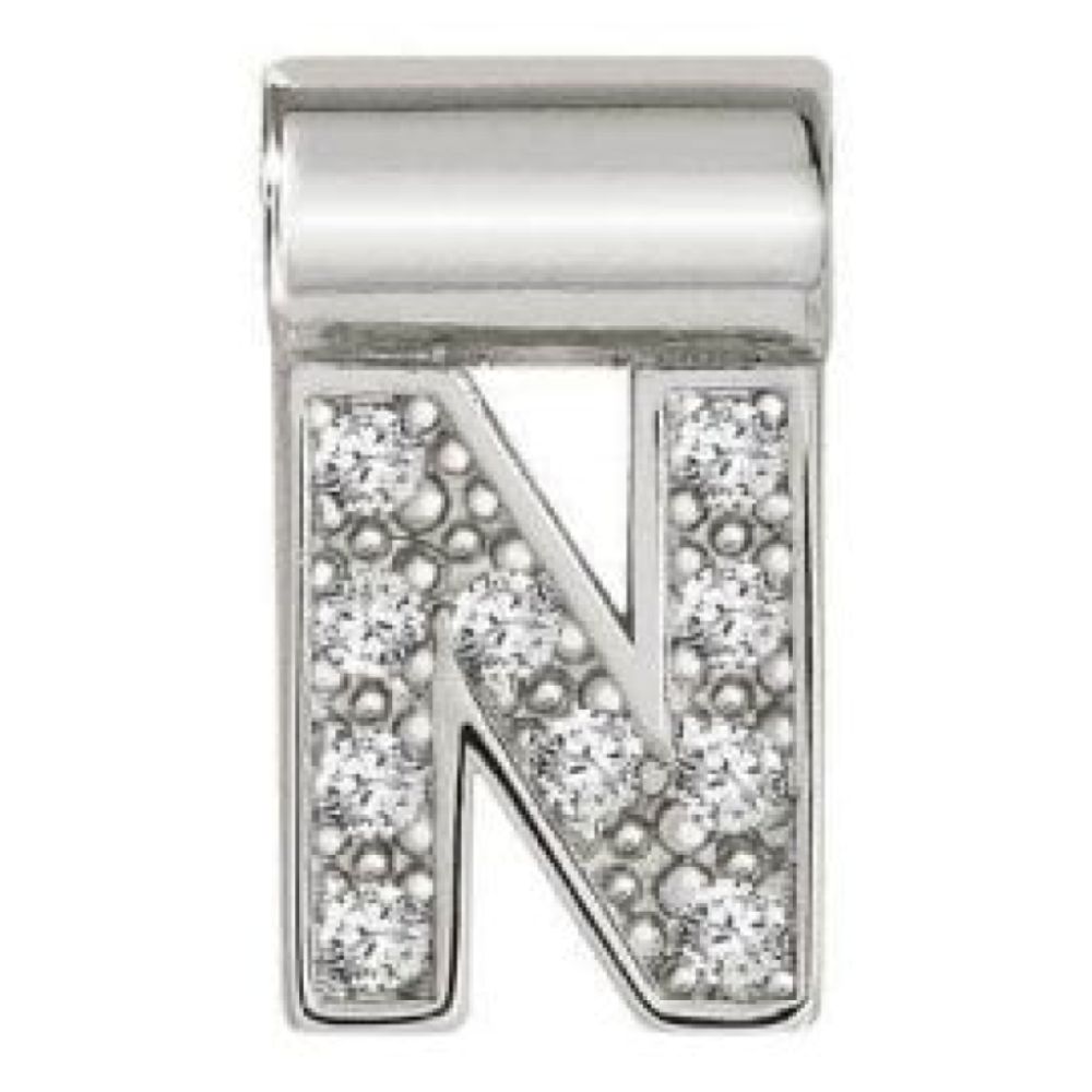 Seimia Silver Cubic Zirconia Letter N Charm