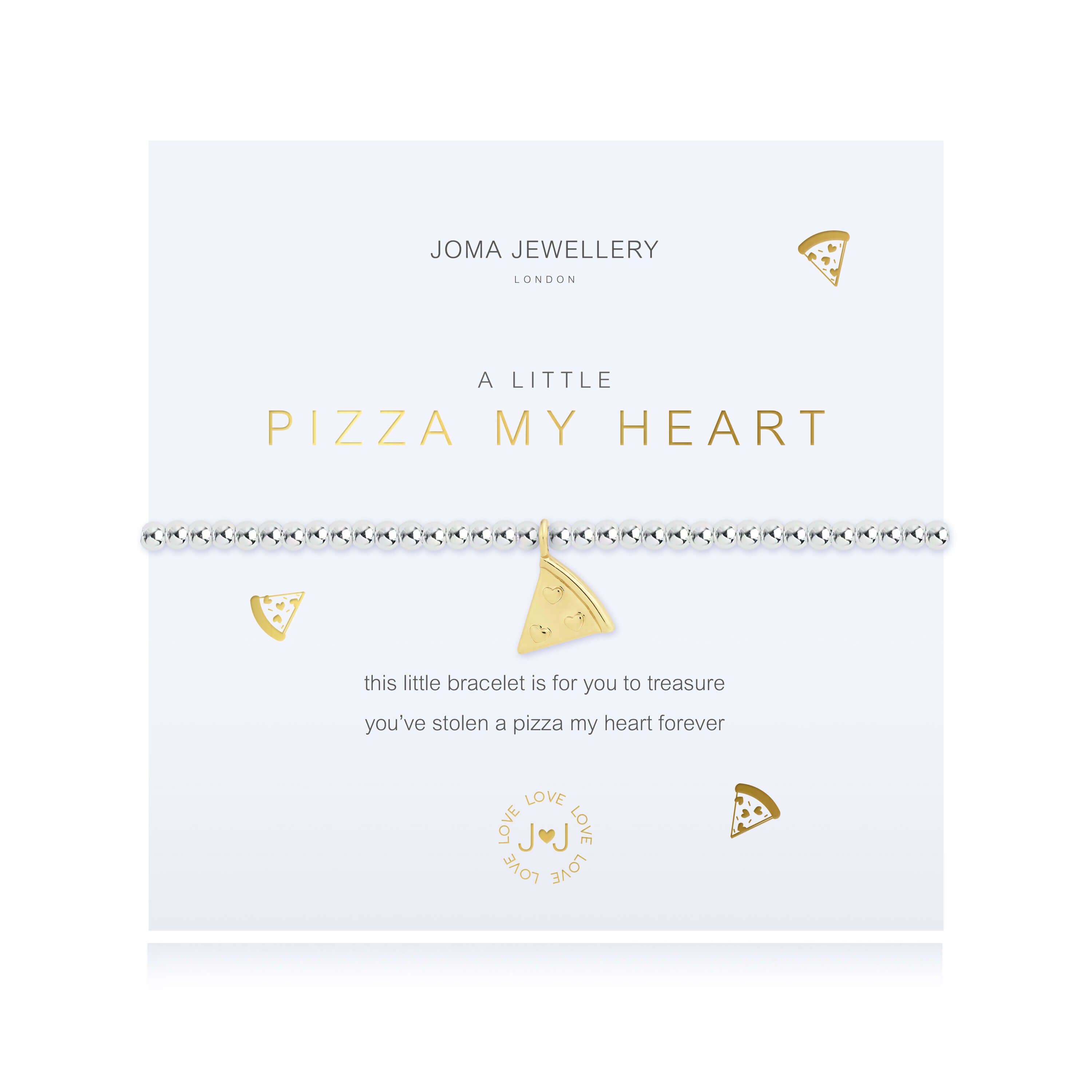 A Little | Pizza My Heart | Silver | Bracelet | 17.5cm Stretch