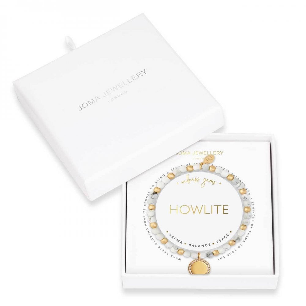Wellness Gems | Gold | Howlite Bracelet | 17.5cm Stretch