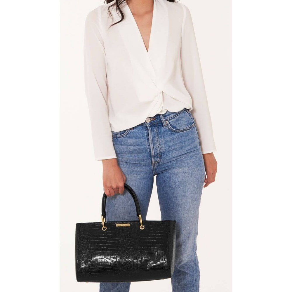 Celine Faux Croc Handbag | Black | 20 X 33 X 18 Cm