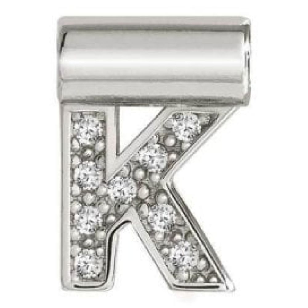 Seimia Silver Cubic Zirconia Letter K Charm