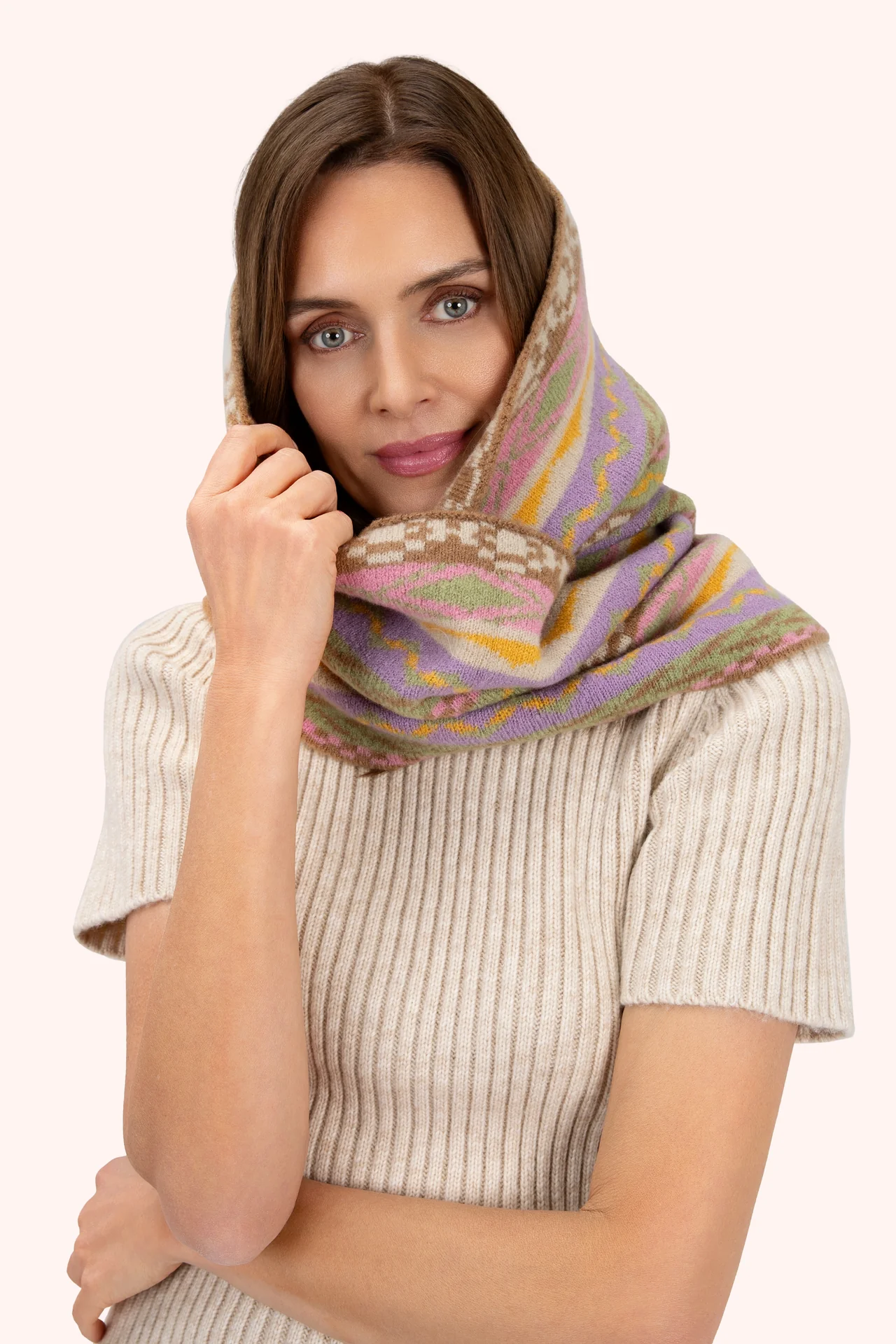 Kayla Fair Isle Snood In Pastel