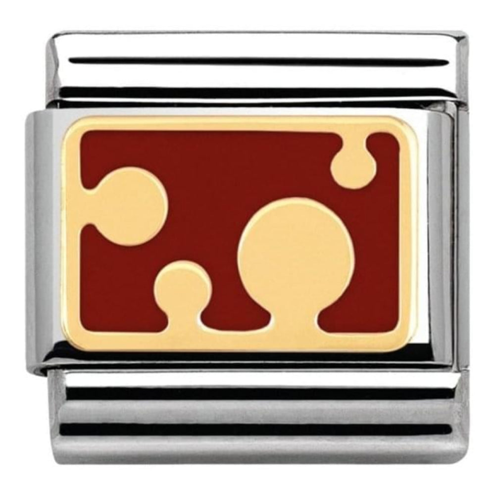 Classic Link In Stainless Steel With Red Enamel Gold Dots
