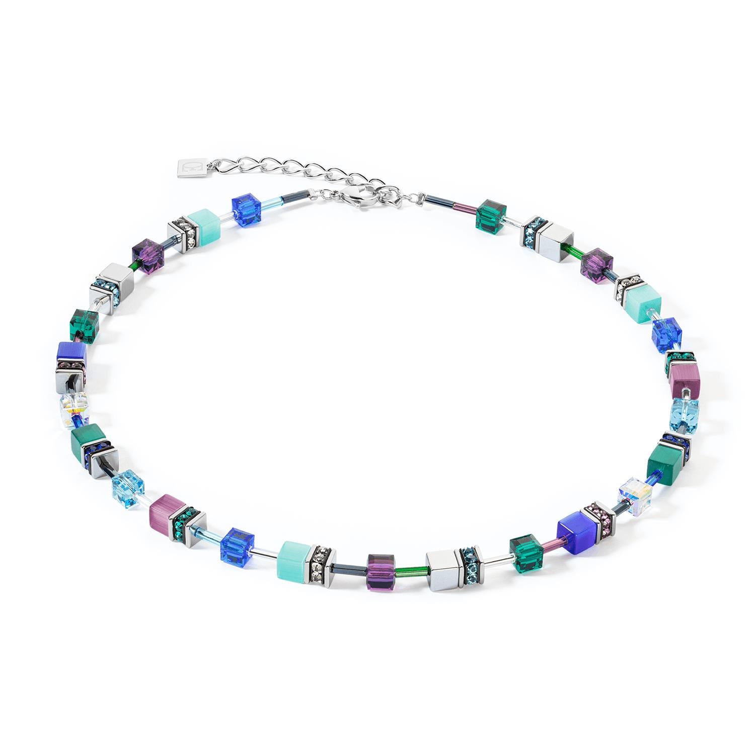 GeoCUBE Iconic Turquoise Purple Necklace