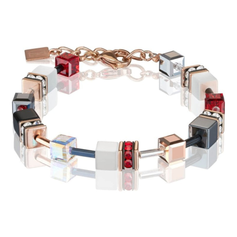 Red Geo Cube Rose Gold Bracelet