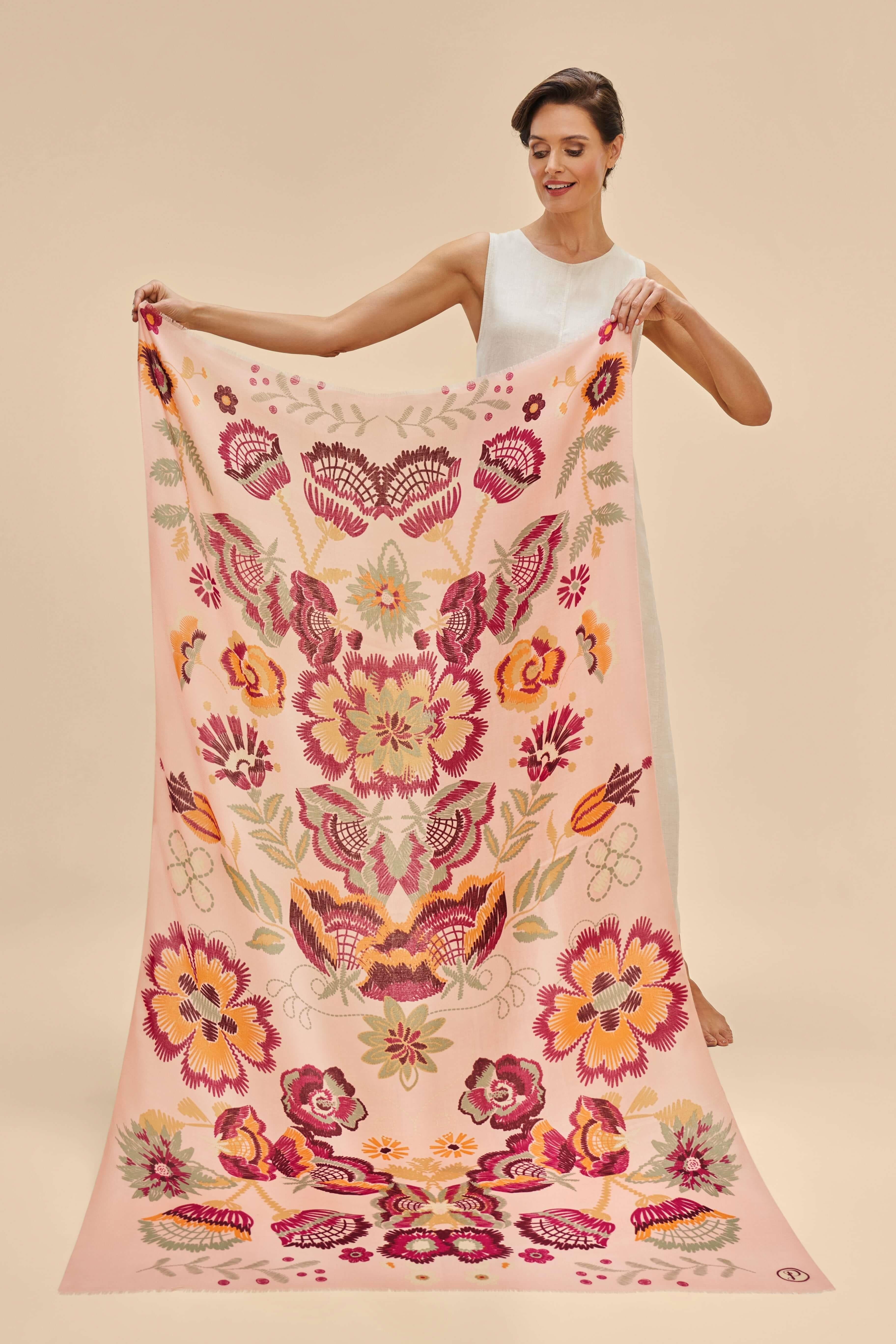 Printed Floral Symmetry Scarf