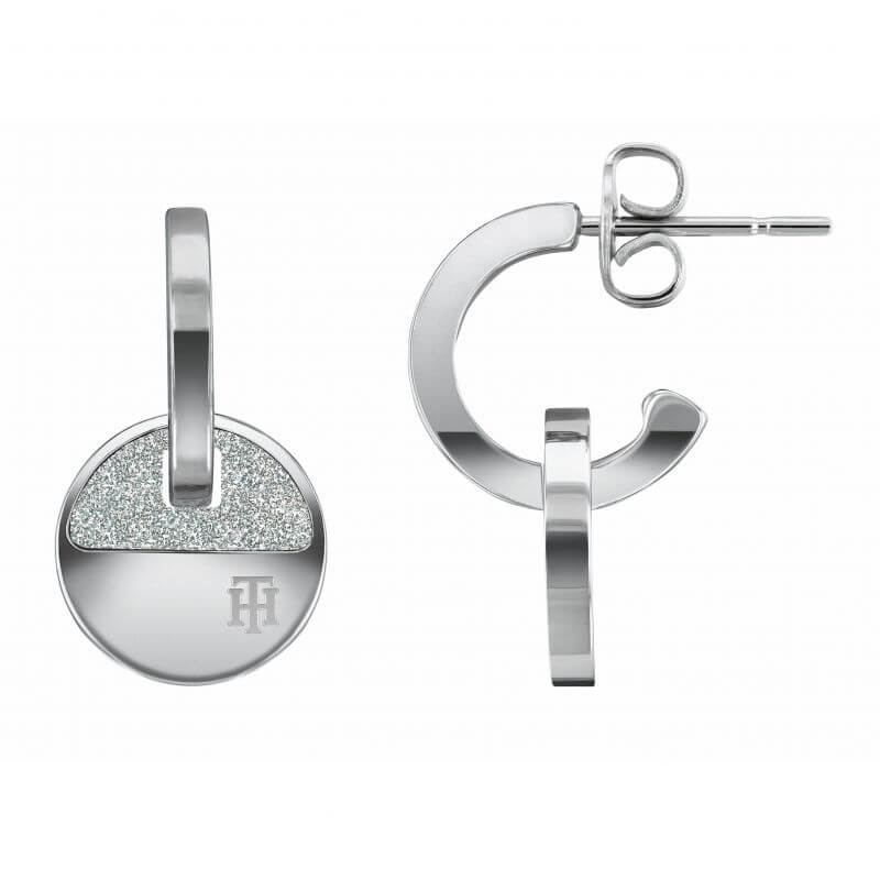 Dressed Up Circular Motion Silver Hoop Earrings
