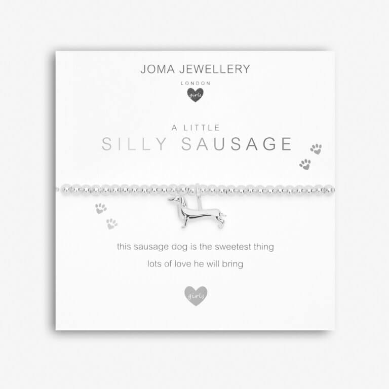A Little | Silly Sausage | Silver | Bracelet | 15.5cm Stretch