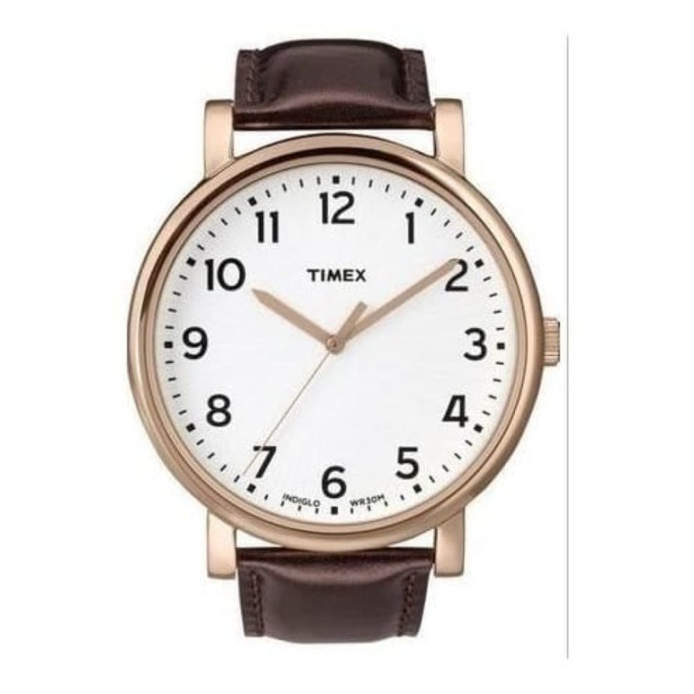 Men's Classic White Dial Brown Strap Watch