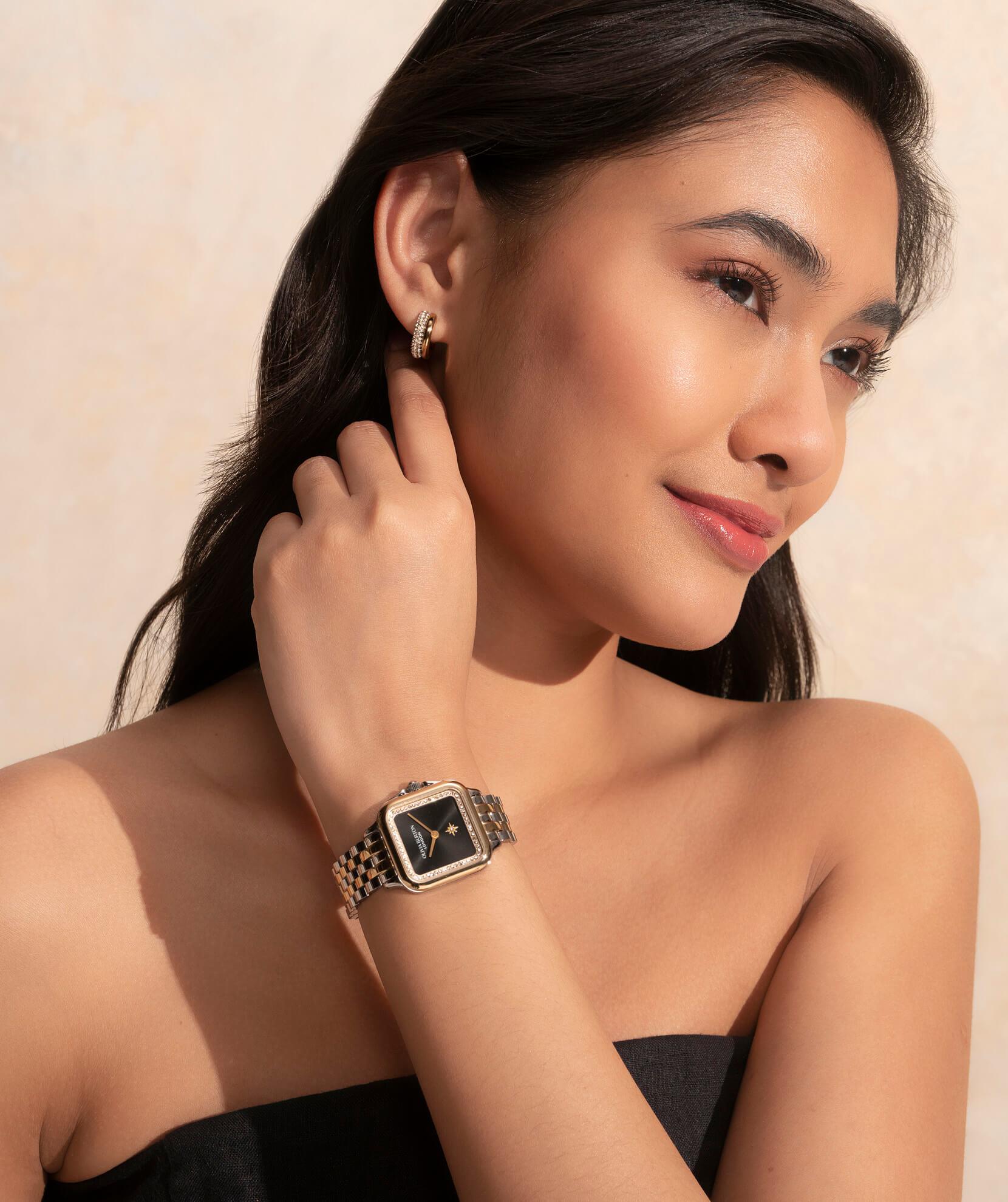 Grosvenor Black Square Dial With Two Tone Bracelet