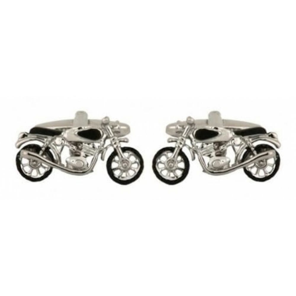 Rhodium Plated Motorbike Cufflinks