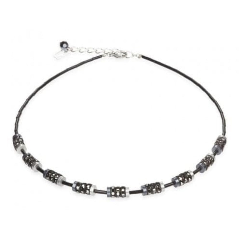 Ladies Black & Grey Diamond-Cut Alluminium Cubed Necklace