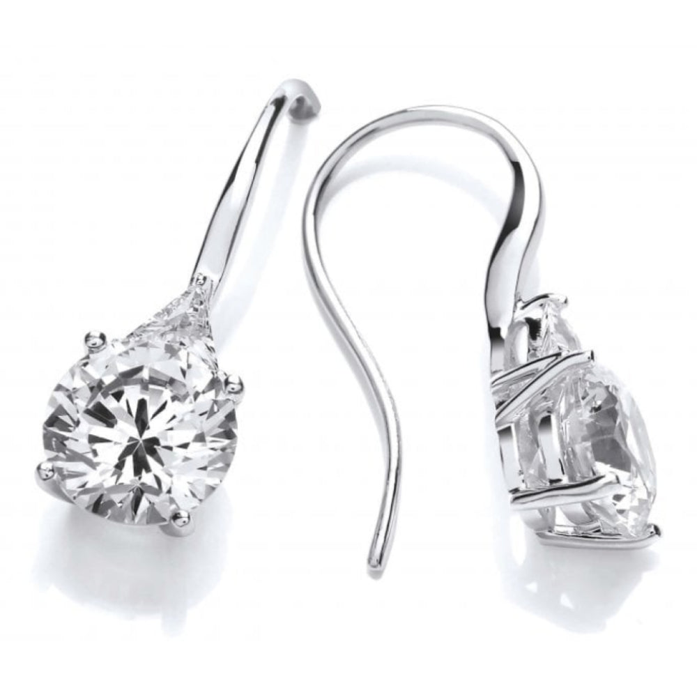 Silver Brilliant Cut CZ Drop Earrings