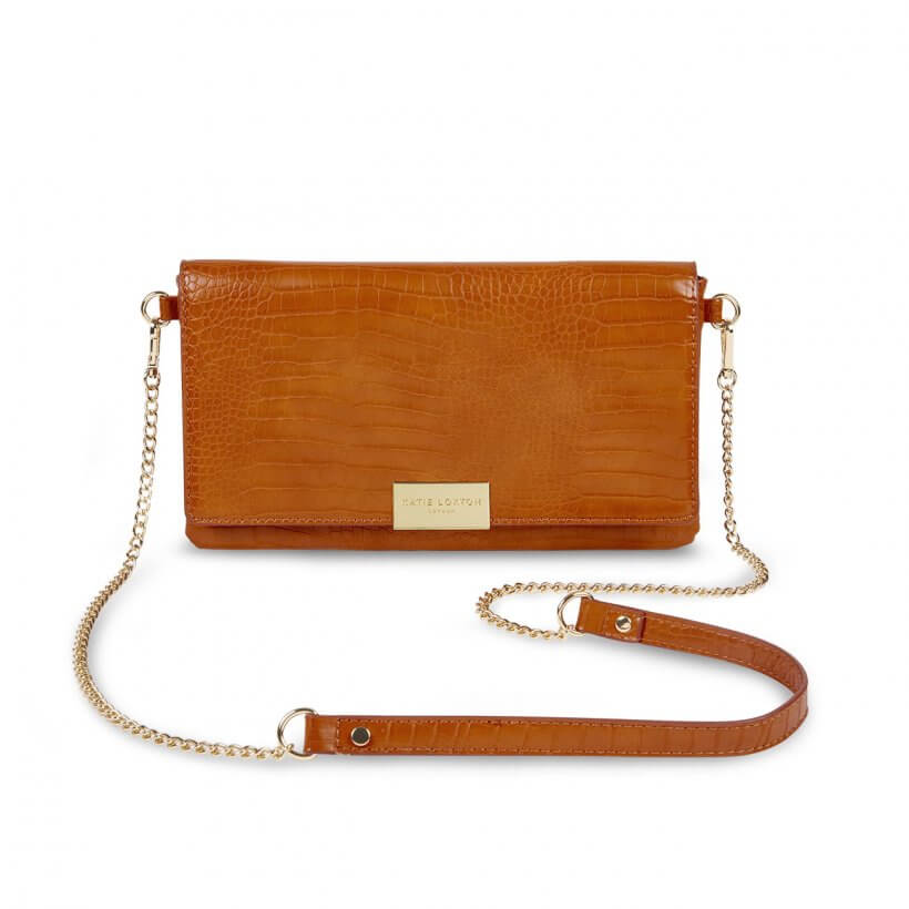 Celine Faux Croc Crossbody Bag | Cognac