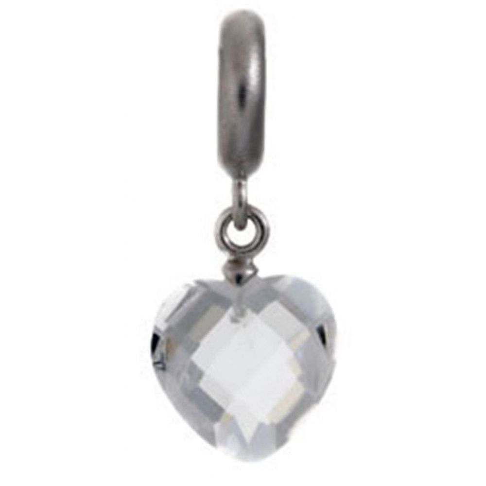 Clear Heart Drop Sterling Silver Charm