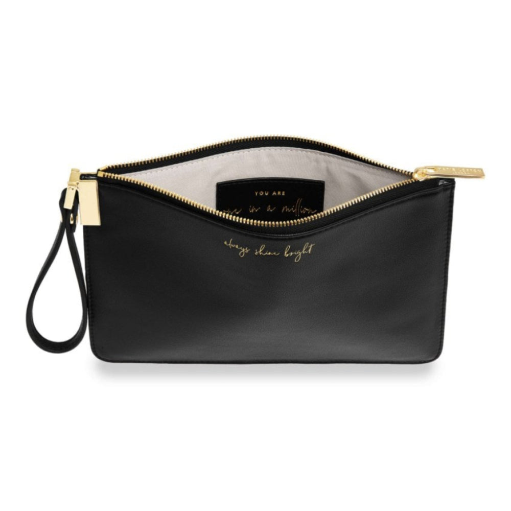 SECRET MESSAGE POUCH - ALWAYS SHINE BRIGHT/YOU ARE ONE IN A MILLION - Black - 16x24cm