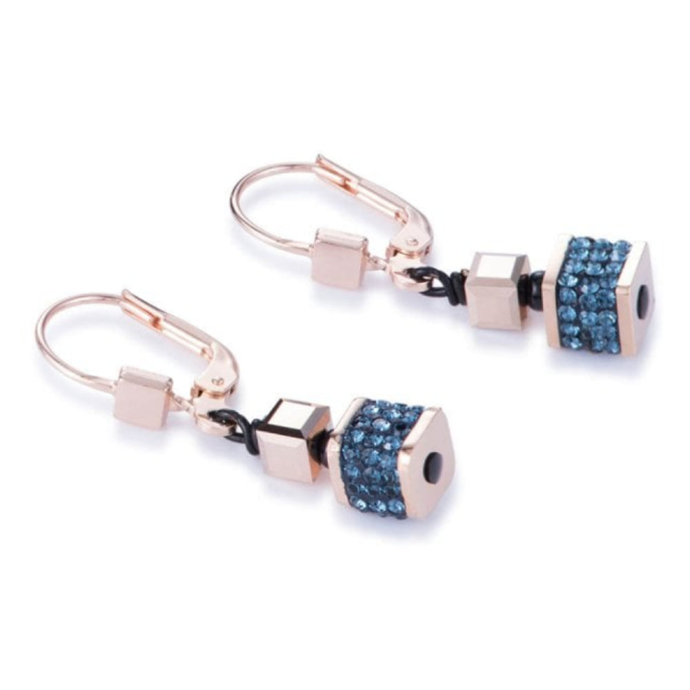 Montana & Rose Gold Geo Cube Pierced Earrings