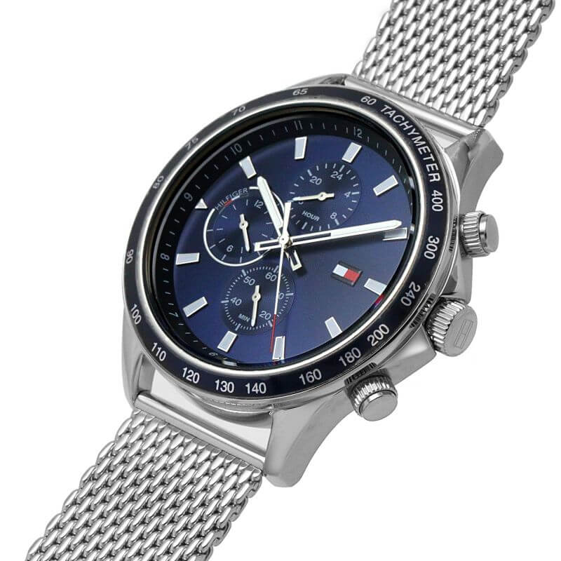 Miles Blue Chronograph Dial SS Mesh Bracelet Watch